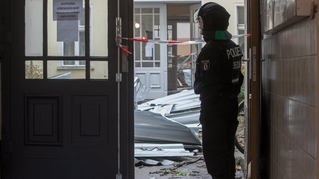 A police officer on duty in the German capital. Berlin police chief Klaus Kandt has dismissed allegations of gang infiltration as “patently” false and unfounded. Photograph: Alexander Becher/EPA