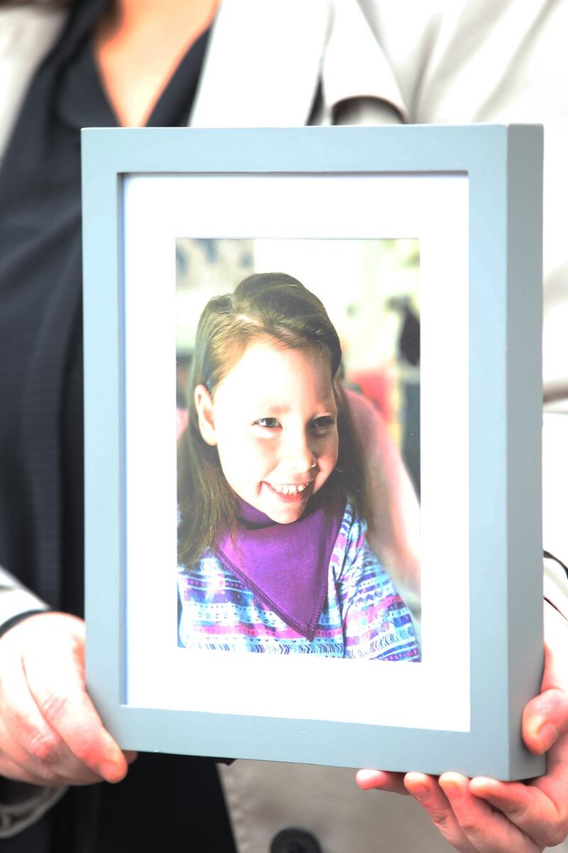 Framed picture of Rosie Slevin pictured after the High Court approved an interim settlement in her case. Photograph: Collins Courts