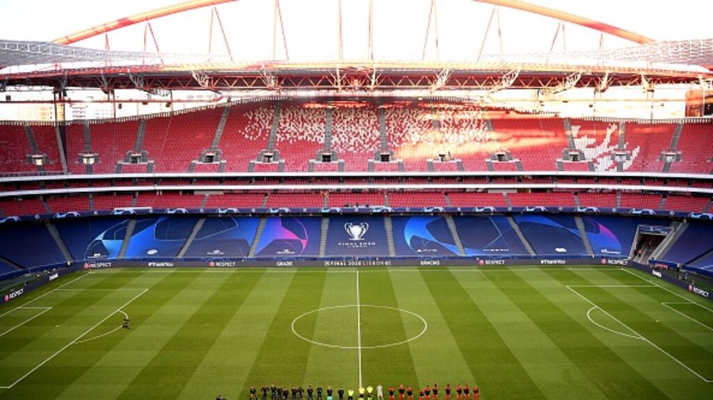 An empty stadium in Lisbon for this year’s Champions League final. File photograph: Getty Images