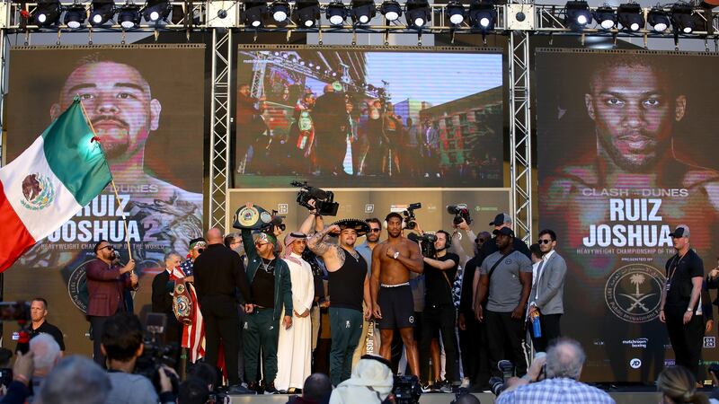 Anthoy Joshua’s rematch with Andy Ruiz Jr took place in Riyadh. Photograph: Richard Heathcote/Getty