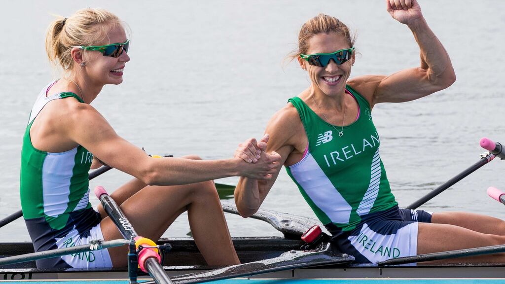 Ireland’s Claire Lambe and Sinéad Lynch. Photograph: Morgan Treacy/Inpho