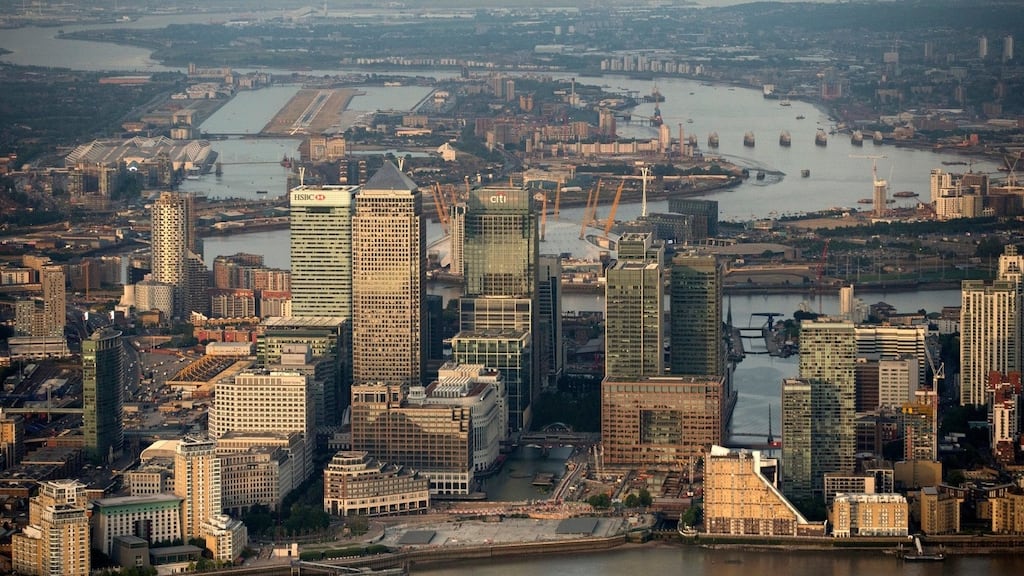 City of London. Investec is not the only company going deskless. One new London office building has traded-in a normal security desk for a concierge-like receptionist and fancy facial recognition technology. Photograph: Matthew Lloyd/Bloomberg