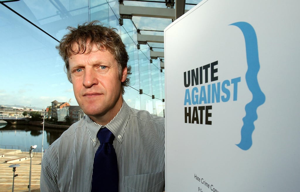 Duncan Morrow at a hate conference at the Waterfront hall in Belfast. He said the song about Michaela McAreavey, a 27-year-old schoolteacher murdered while on honeymoon in 2011, was a demonstration of “what happens when sectarianism is the basis of your society”.