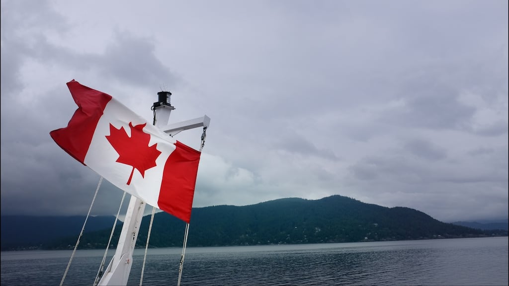 A Canadian flag on the ferry to Bowen Island near Vancouver, Canada. File photograph: Bryan O’Brien/The Irish Times