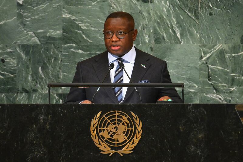 Sierra Leone's President Julius Maada Bio addresses the 77th session of the United Nations General Assembly in New York City on September 21st. Photograph: Angela Weiss/Getty Images