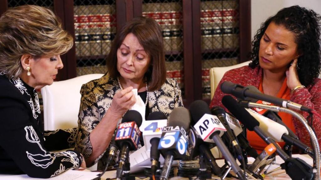 Gloria Allred with Linda Brown and Lise-Lotte Lublin, two alleged victims of Bill Cosby. Photograph: Frederick M. Brown/Getty Images.