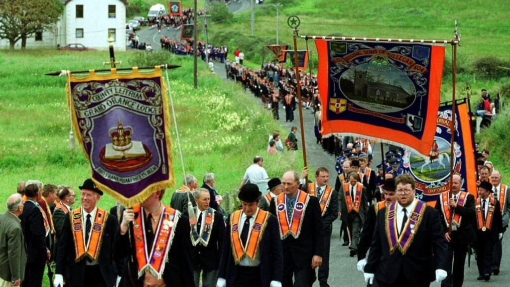 Orangemen on parade at Rossnowlagh, Co Donegal. Photograph: Trevor McBride