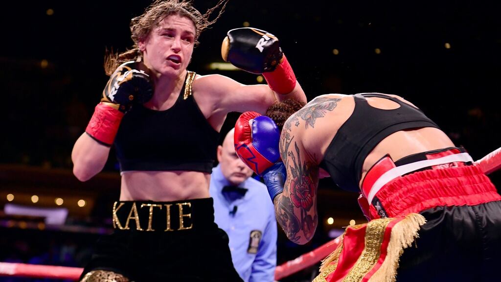 Katie Taylor on her way to victory over Eva Wahlstrom at Madison Square Garden, New York City. Photo by Sarah Stier/Getty Images