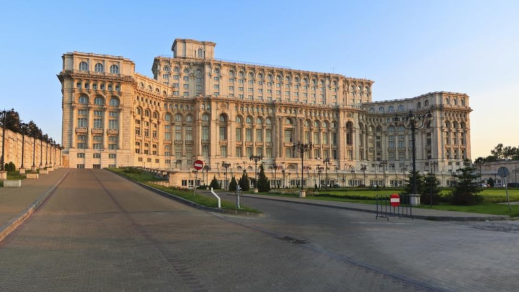 The former Casa Poporului, the second largest building in the world, and once Ceausescu’s palace, is now home to the Romanian parliament