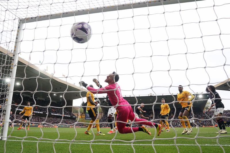 Luton Town's Carlton Morris scores against Wolves. Photograph: Nick Potts/PA Wire