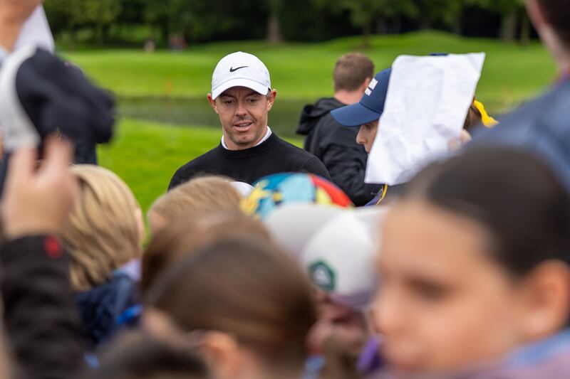 Rory McIlroy signs autographs for the fans. Photograph: Morgan Treacy/Inpho