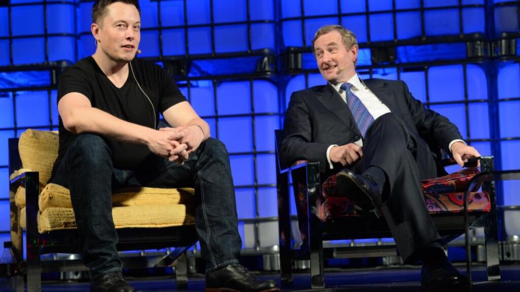 Elon Musk joined Taoiseach Enda Kenny for the closing event of this year’s Web Summit. Photographer: Dara Mac Dónaill / THE IRISH TIMES