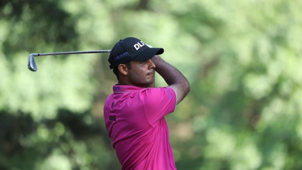 Shubhankar Sharma leads heading into the final round in Mexico. Photograph: Rob Carr/Getty