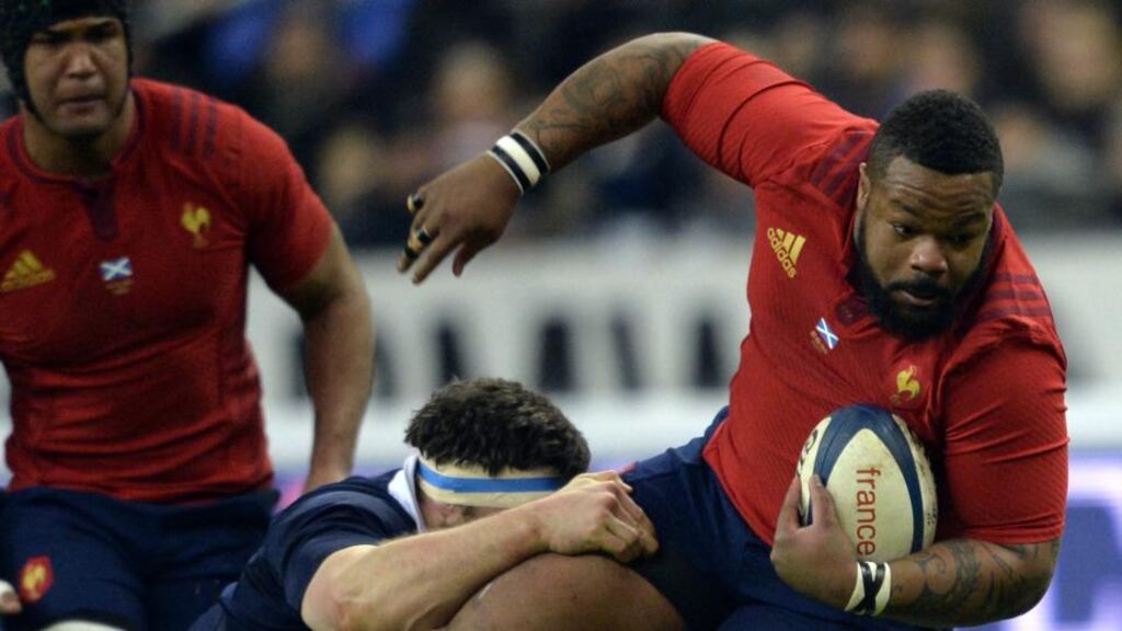 Mathieu Bastareaud is a go-to man for France and Johnny Sexton should expect to see a lot of him on Saturday. Photograph: Miguel Medina/AFP/Getty Images