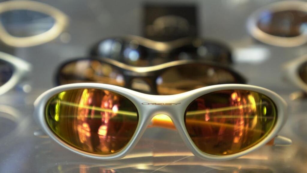 Oakley sunglasses. Luxottica, the world’s biggest maker of eyewear, bought Oakley in 2007, adding athletic sunglasses to the Italian company’s range of fashion brands from Ray-Ban to Ralph Lauren. Photograph: Chip East/Bloomberg News.