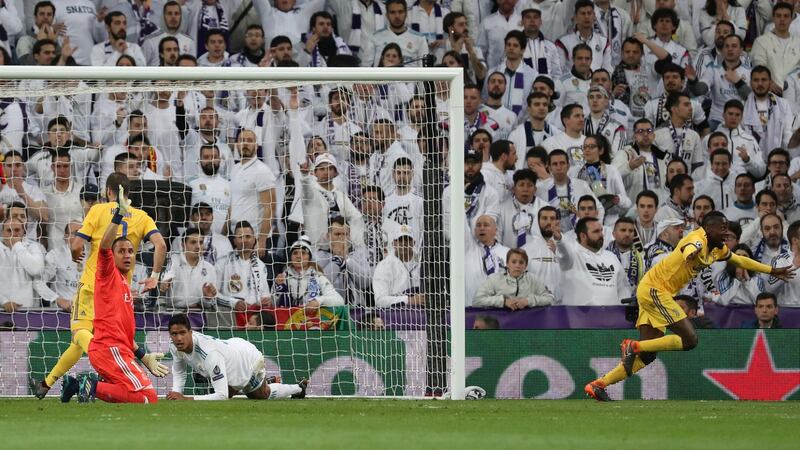 Blaise Matuidi celebrates scoring Juventus’ third goal. Photo: Susana Vera/Reuters