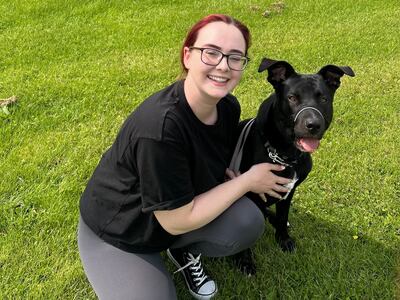 Fiona Leamy and her dog Charlie in Blessington, Co Wicklow