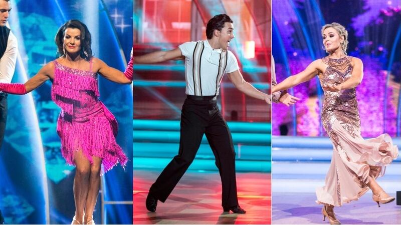 Finalists: Deirdre O’Kane, Jake Carter and Anna Geary. Photographs: Kyran O’Brien/RTE