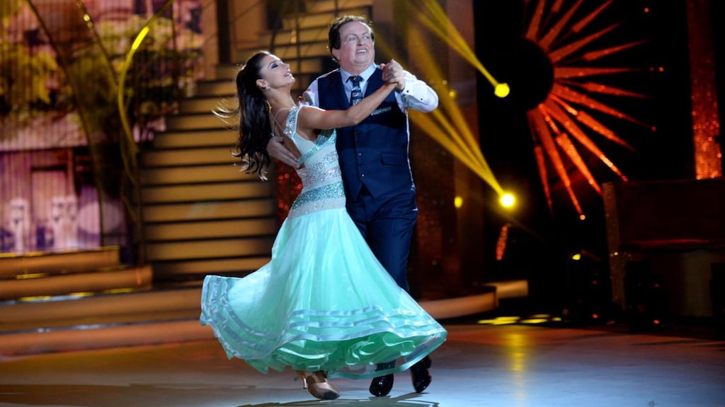Marty Morrissey with Ksenia Zsikhotska dancing on RTE's Dancing with the Stars. Photograph: Cyril Byrne