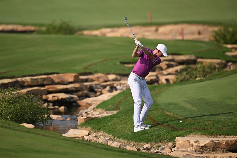 Tom McKibbin in action in the DP World Tour Championship on the Earth Course at Jumeirah Golf Estates in Dubai, UAE. Photograph: Ross Kinnaird/Getty Images