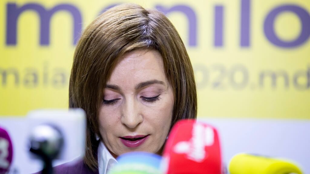 Maia Sandu: “Moldovans want a state that does not steal from them. A state that does not protect thieves.” Photograph:  EPA/Dumitru Doru