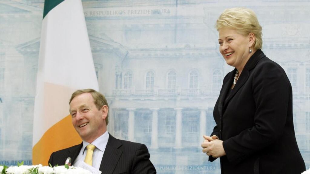 Taoiseach Enda Kenny and Lithuanian president Dalia Grybauskaite after a news conference in the Presidential Palace, Vilnius, Lithuania, on Thursday. Photograph: AP Photo