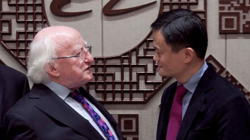 President Michael D Higgins with Jack Ma, chief executive of Alibaba. Photograph: Shane O’Neill/Fennell Photography