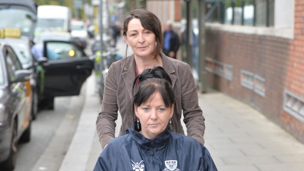 Gráinne Nic Gib and Gráinne Nic Lochlainn arriving for the commission of investigation into the fatal shooting of Rónán Mac Lochlainn by an armed detective in 1998. Photograph: Alan Betson/The Irish Times