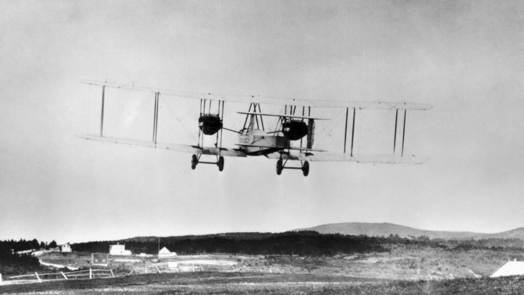Alcock and Brown: The aircraft takes off for Clifden from Canada on June 14th, 1919. Photo by SPPL/Getty Images