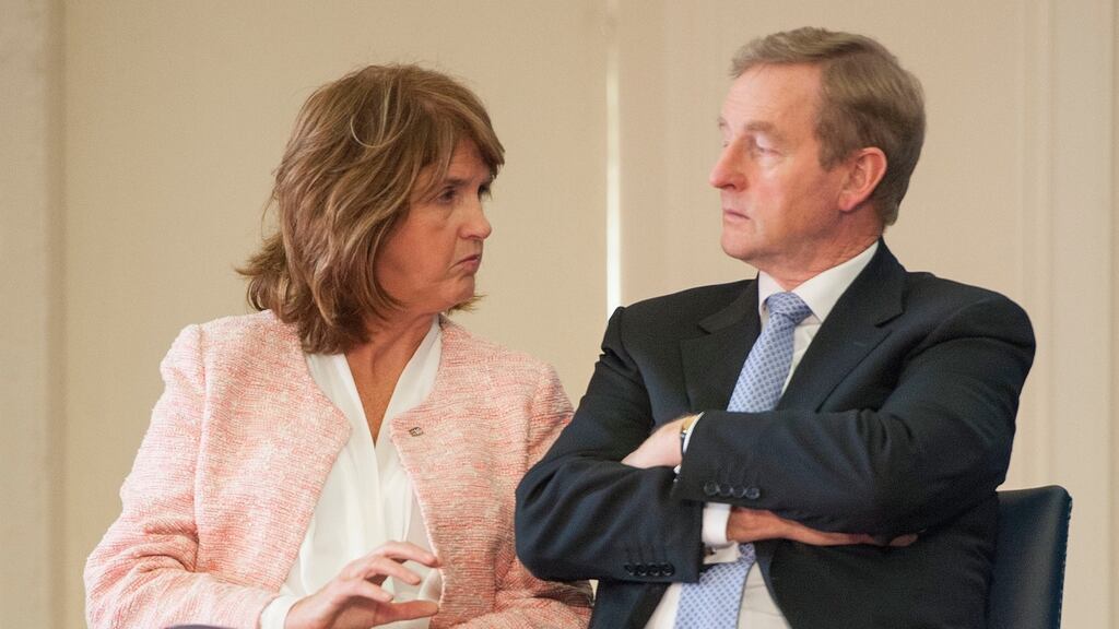 Taoiseach Enda Kenny and Tanaiste Joan Burton pictured at the launch of local authority plans for the Ireland 2016 Centenary programme on Thursday. Photograph: Dave Meehan.