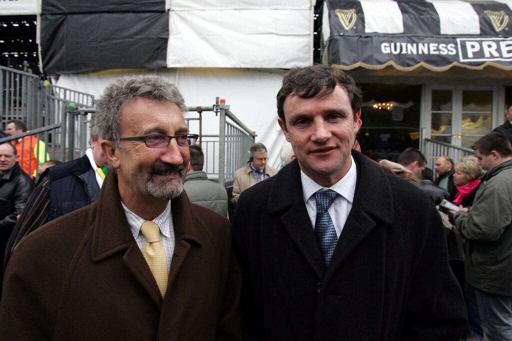 Eddie Jordan and Kevin Moran at the Cheltenham races in 2008. Photograph: Cyril Byrne