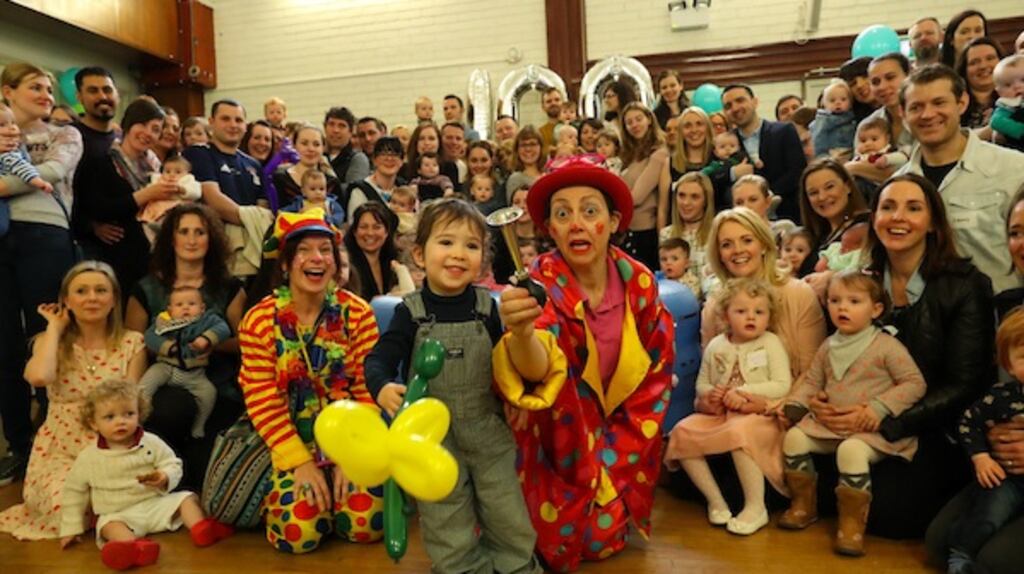 Water baby Archie Murphy and some of other  children born in the  Coombe’s birthing pool.