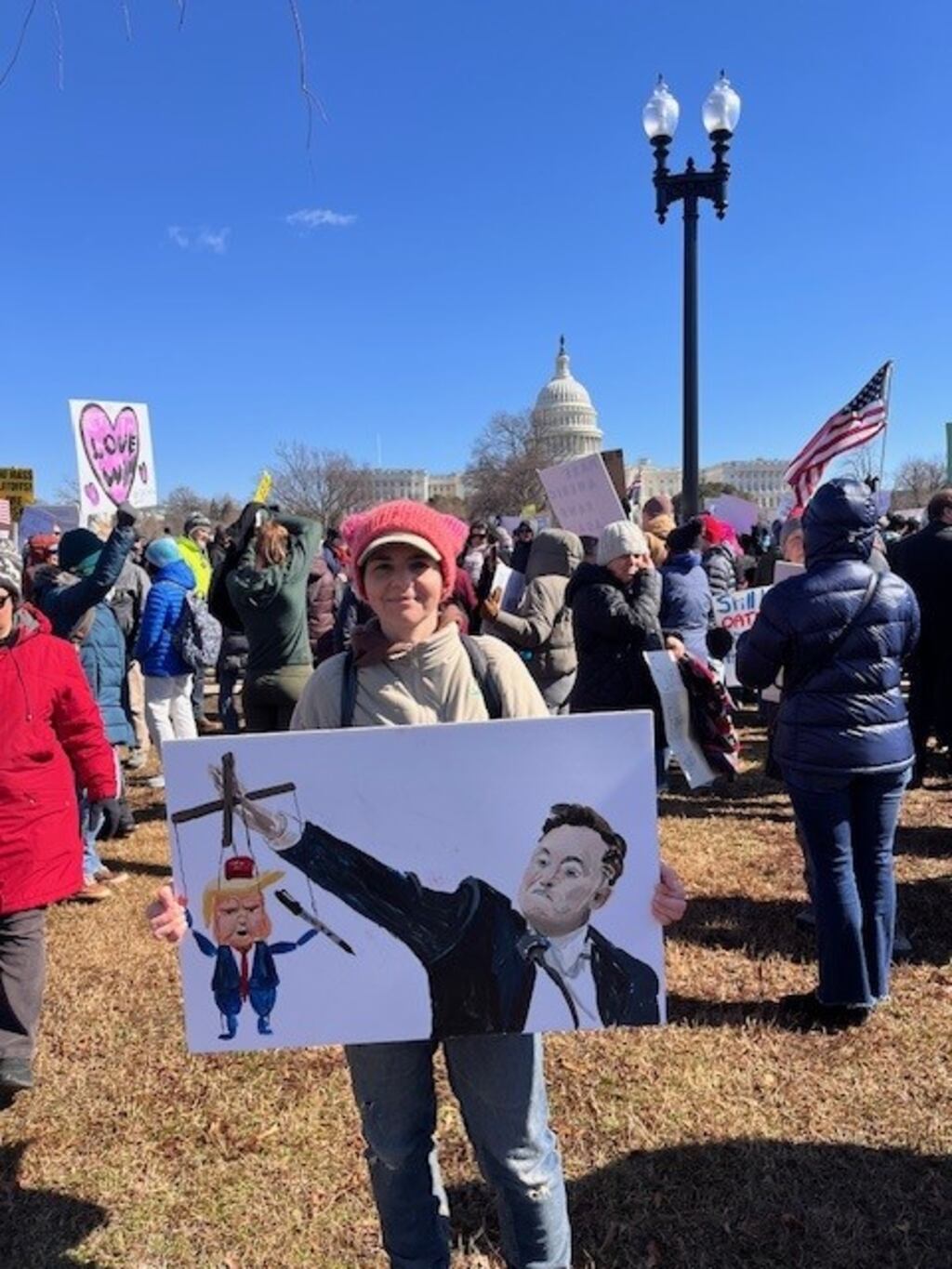 Teal Quinn protests against Donald Trump's policies and executive orders. Photograph: Keith Duggan