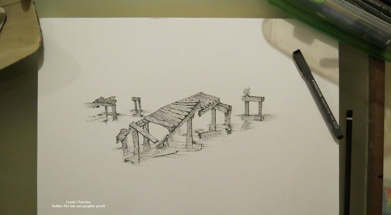 Drawing by artist Lynda Christian. Her work has been displayed at the National Botanic Gardens in Dublin and currently at the Kildare Gallery, Carton House Hotel, Maynooth.