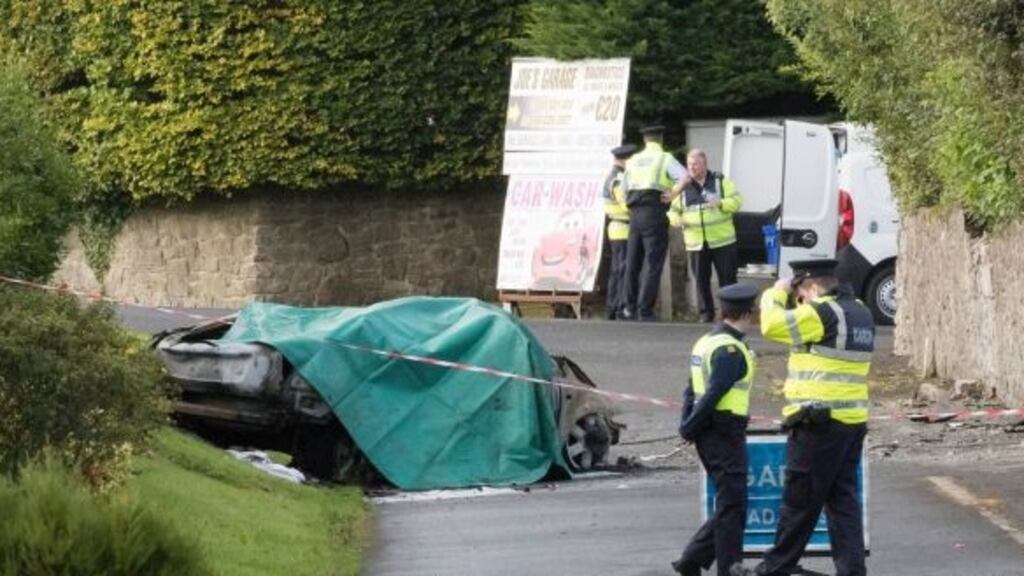 The scene of the fatal collision at Quinspool, Parteen, Co Clare. Photograph: Liam Burke/Press 22