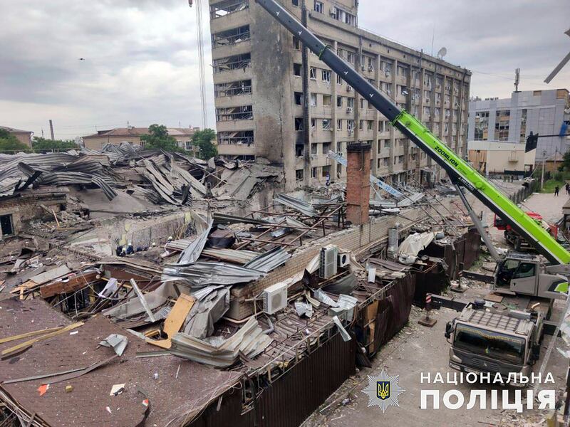 The destroyed Ria Pizza restaurant of Kramatorsk. Photograph: National Police of Ukraine via AP