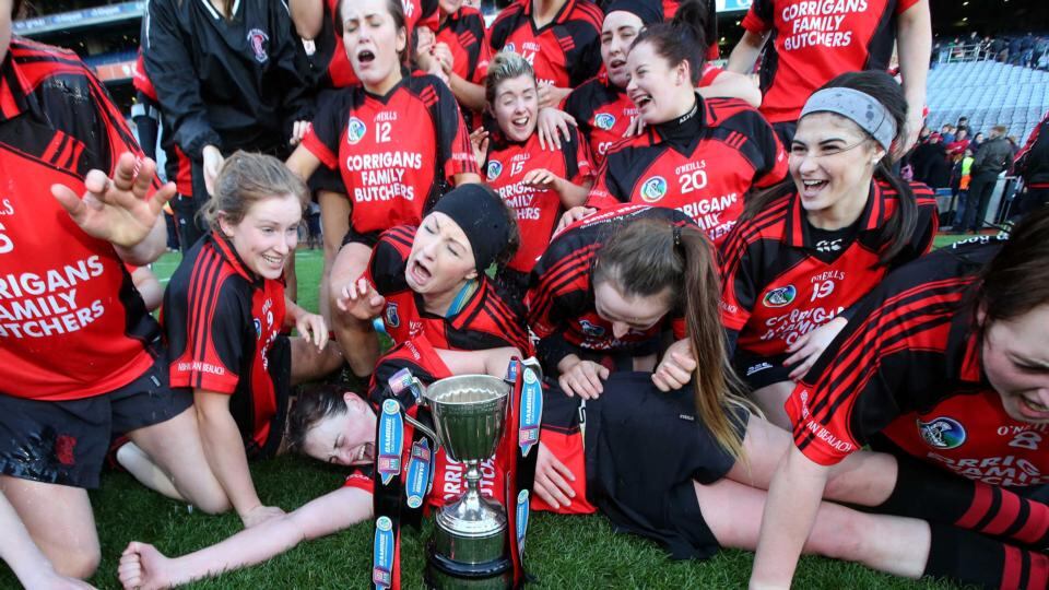 The Oulart-The-Ballagh squad celebrate after their All-Ireland club success over Mullagh. Photo: Inpho/Ryan Byrne