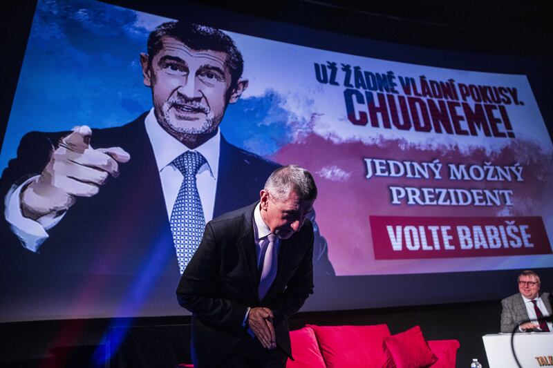 Andrej Babiš at a presidential election campaign event in 2022. Photograph: Milan Jaros/Bloomberg via Getty Images