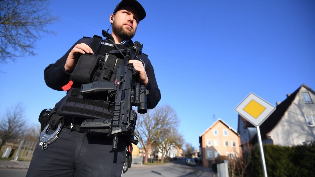 A policeman secures the area close to a house where a gunman launched an assault on January 24th in the town of Rot am See in southwestern Germany. Photograph: Marijan Murat/DPA/AFP/Germany Out via Getty