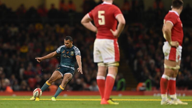 Kurtley Beale’s late penalty looked to have given Australia victory against Wales. Photograph: Stu Forster/Getty