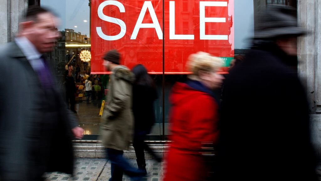 Irish retail sales were up but footfall was down in the final quarter of last year, according to data from Retail Ireland. Photograph: AP Photo/Kirsty Wigglesworth