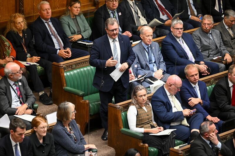 Jeffrey Donaldson speaking in the House of Commons in London last year. Photograph: PA