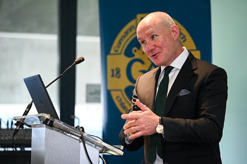Jim Gavin speaking during a FRC briefing at Croke Park. Photograph: Seb Daly/Sportsfile
