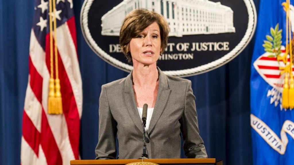 Former  acting attorney general Sally  Yates: her stance was a good example of how actors in the constitutional structure of the US are allowed push back against a president’s executive orders. Photograph: Pete Marovich/Getty