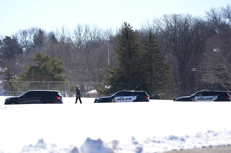 Police cars at the scene of the fatal shootings. Photograph: Abbie Parr/AP