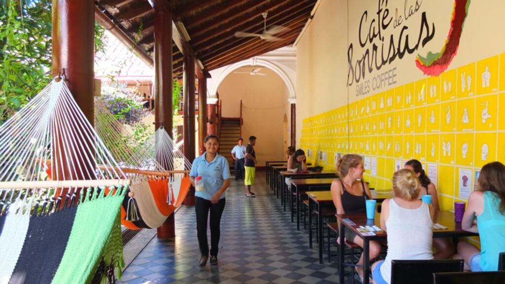 Cafe de las Sonrisas (Cafe of Smiles) in central Granada, Nicaragua. Photograph: Deirdre Veldon