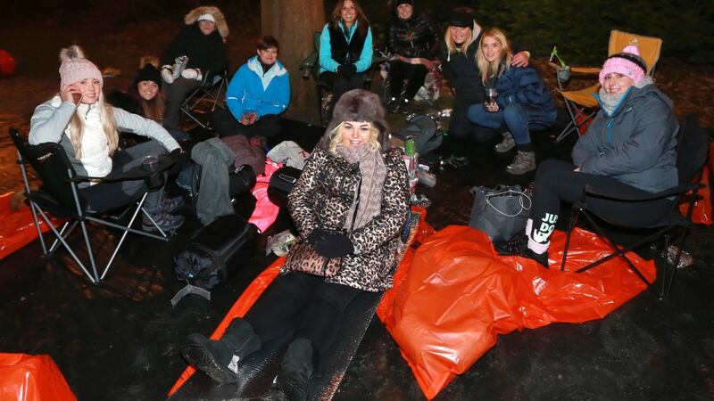People in Princes Street Gardens in Edinburgh for the Sleep in the Park event on Saturday. Temperatures below zero are expected. Photograph: Stewart Attwood/PA Wire