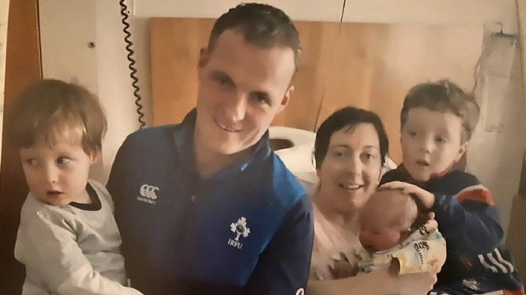 Kieran and Marie Downey with their sons Sean, James and Darragh, who died aged just four days old with his mother.