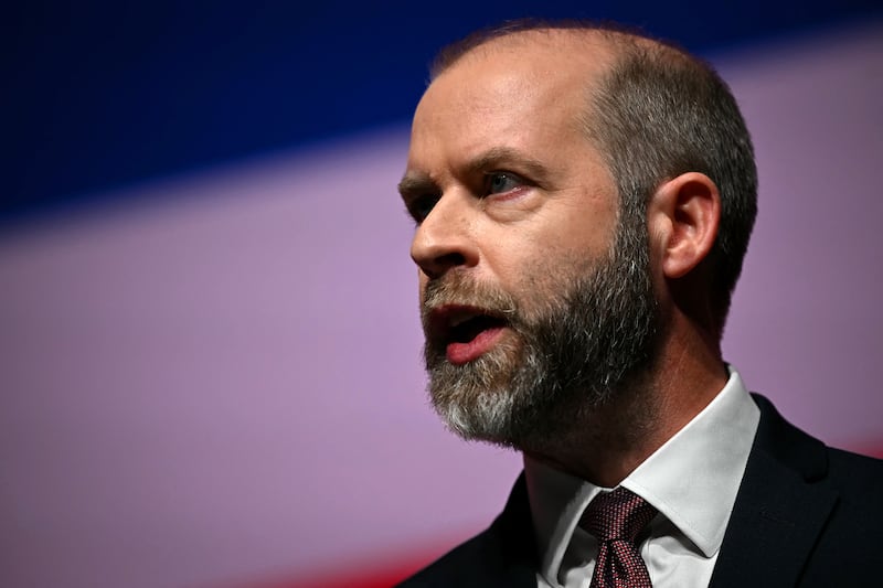 Britain's business secretary Jonathan Reynolds delivers a speech on the second day of the annual Labour Party conference in Liverpool. (Photograph: Paul Ellis/AFP via Getty Images