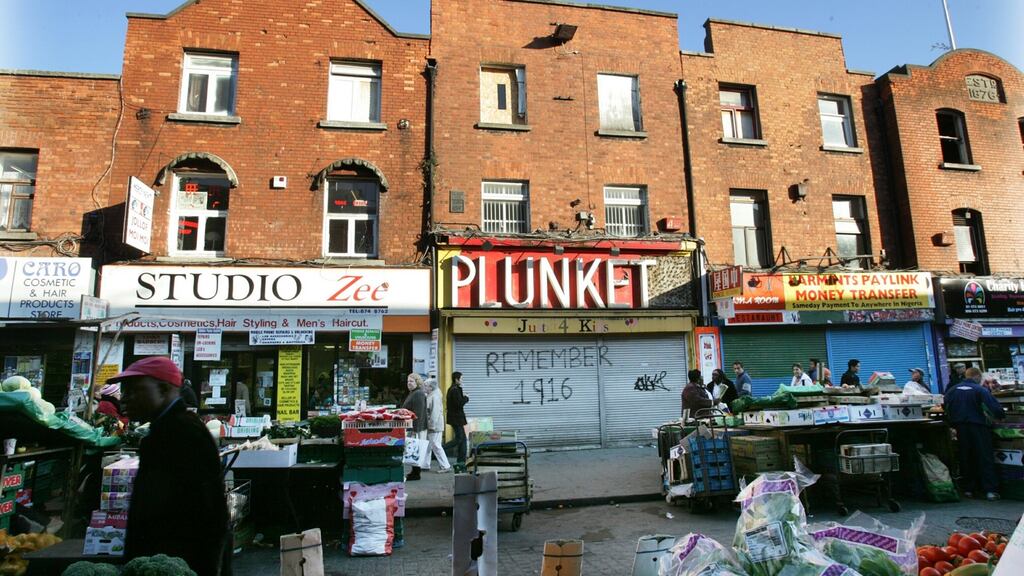 A three judge Court of Appeal has begun hearing the Minister’s appeal over the High Court decision to declare that various buildings and sites on and around Dublin’s Moore Street are a 1916 Rising battlefield site comprising a national monument.  Photograph: Cyril Byrne.